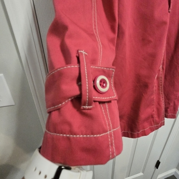 Merona Women's Button Down Dark Pink Rain Trench Coat Size Small - Picture 4 of 16
